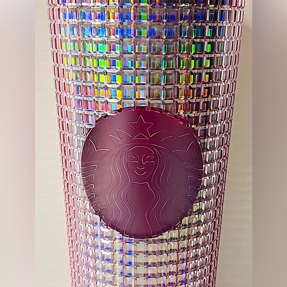 Starbucks Iridescent Pink & Silver Grid Tumbler Cold Cup 24oz Venti 2023 NWT - Picture 4 of 7